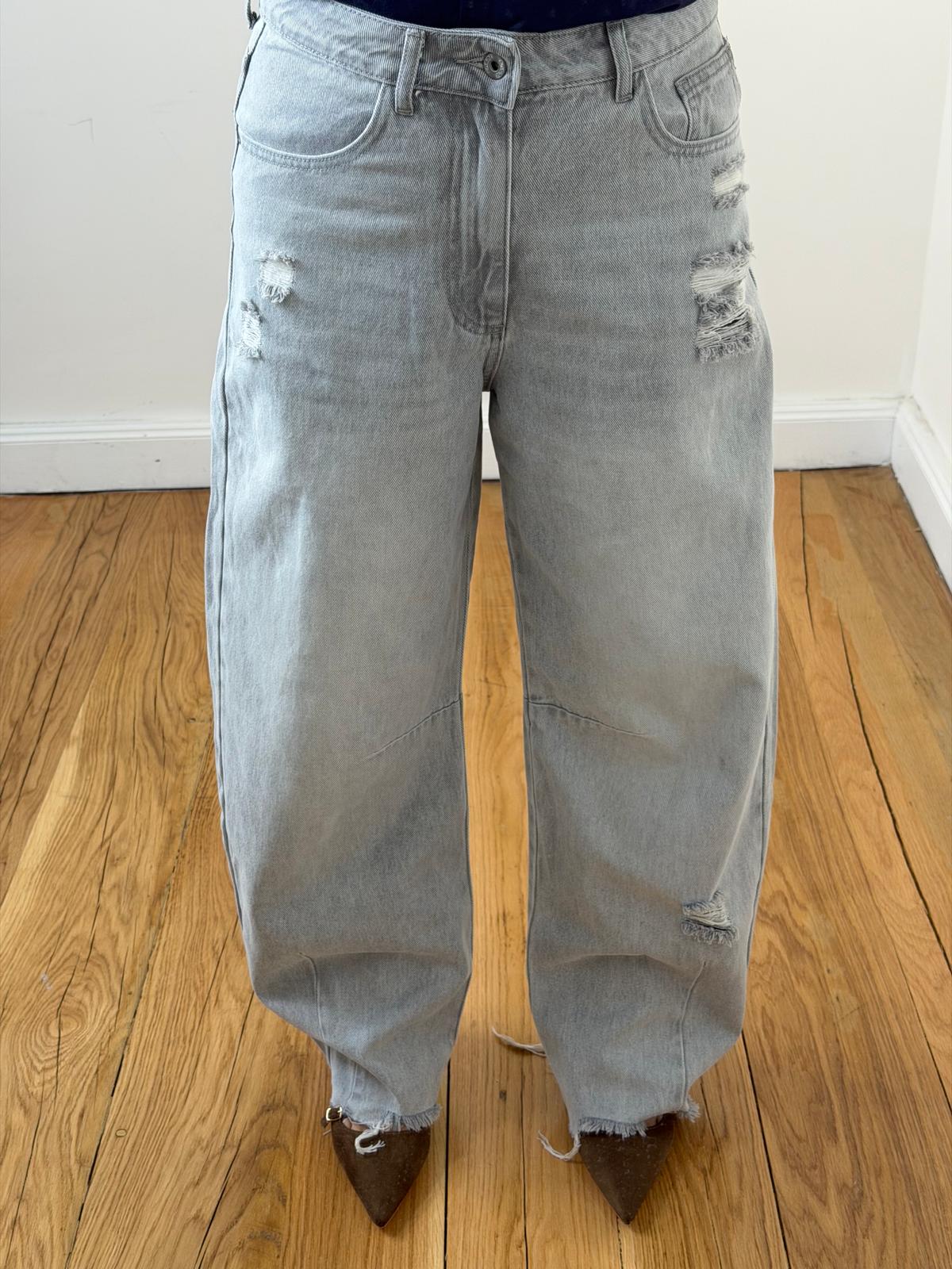 Jeans Barrel Strappi Brend