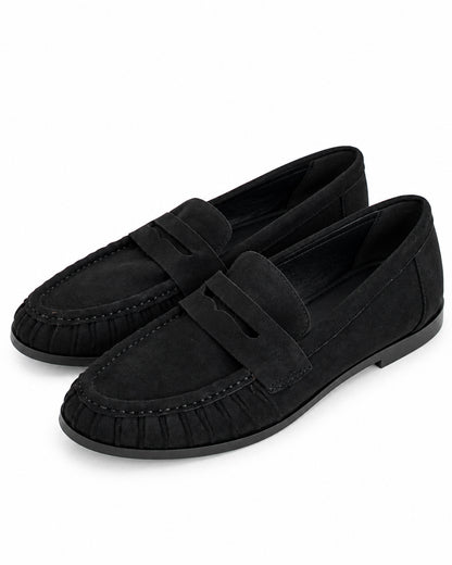 Mocassino nero camoscio