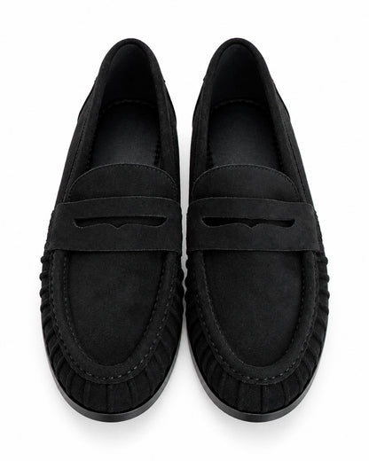Mocassino nero camoscio